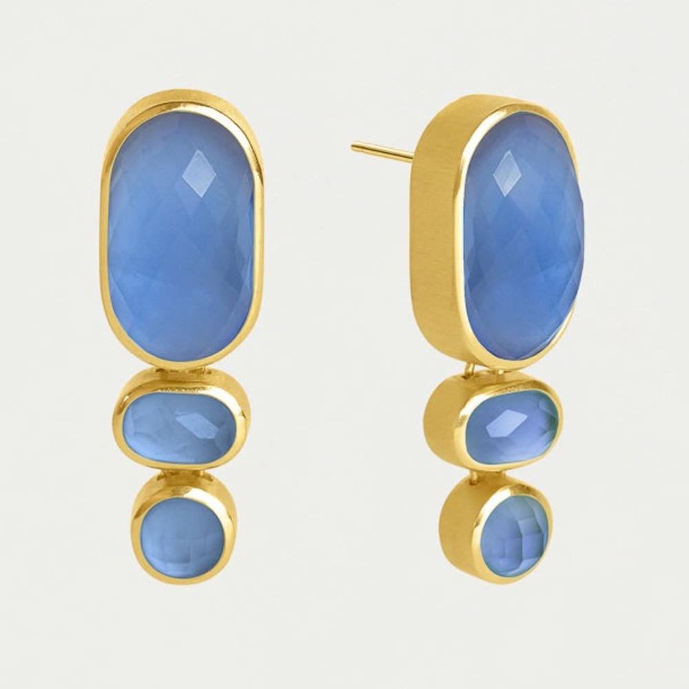 Dean Davidson Mercer Gemstone Statement Drop Earrings Gold Celestial Blue